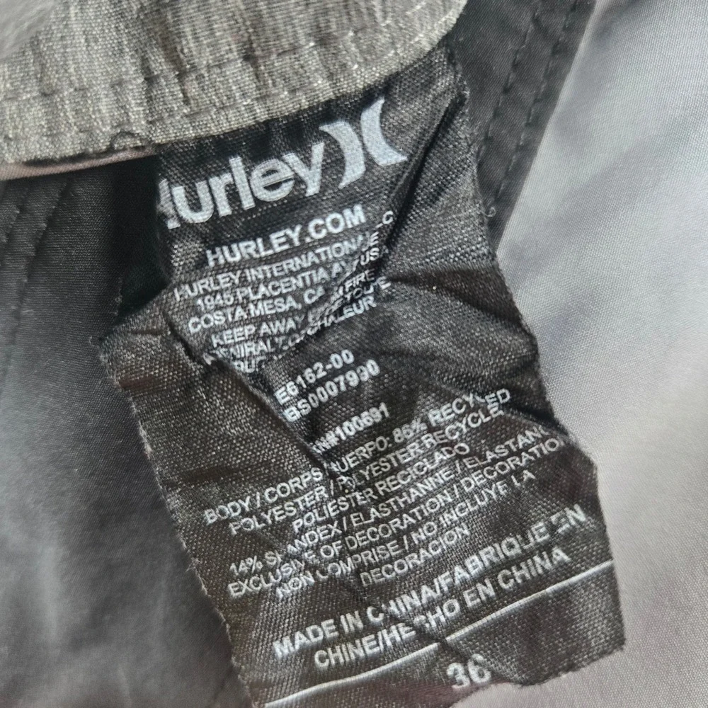 Hurley Board Shorts Men 36 Gray Phantom Striped Swim Trunks Surf